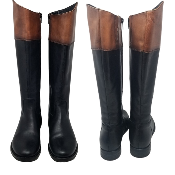 Aldo Shoes - Aldo Leather Brown Black Block Riding Boots
